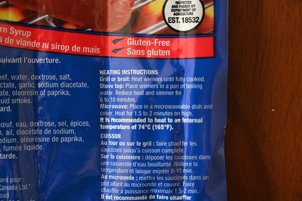 Costco Kirkland Signature Beef Wieners  heating instructions. 