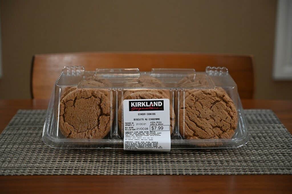 A photo of a box of the Costco Kirkland Signature Ginger Cookies - definitely one of the best Christmas bakery items from Costco!