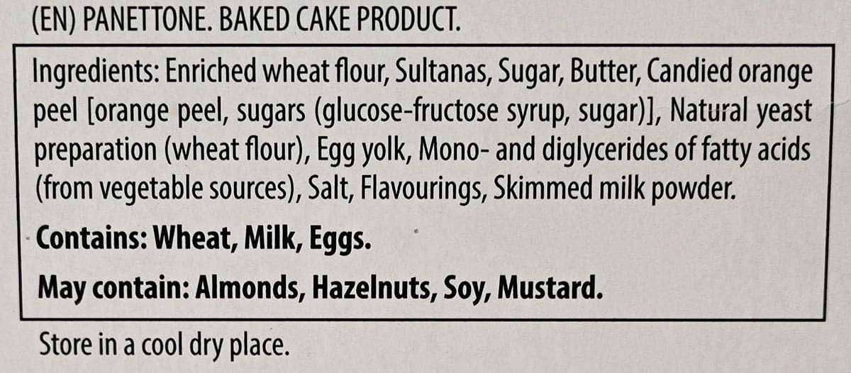 Image of the ingredients list from the box.