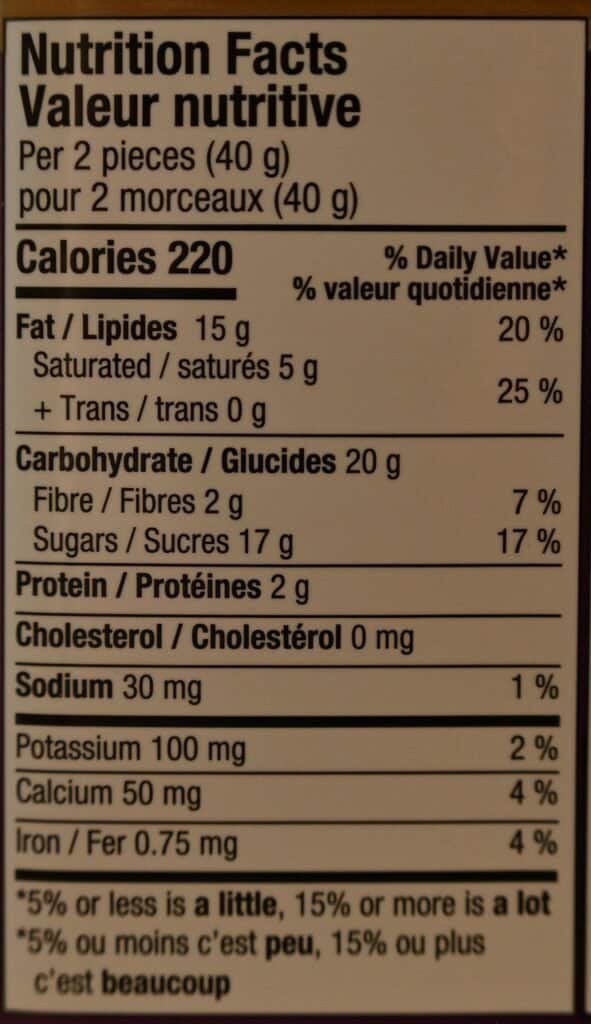 Image of the Costco Kirkland Signature Macadamia Clusters Nutrition Facts