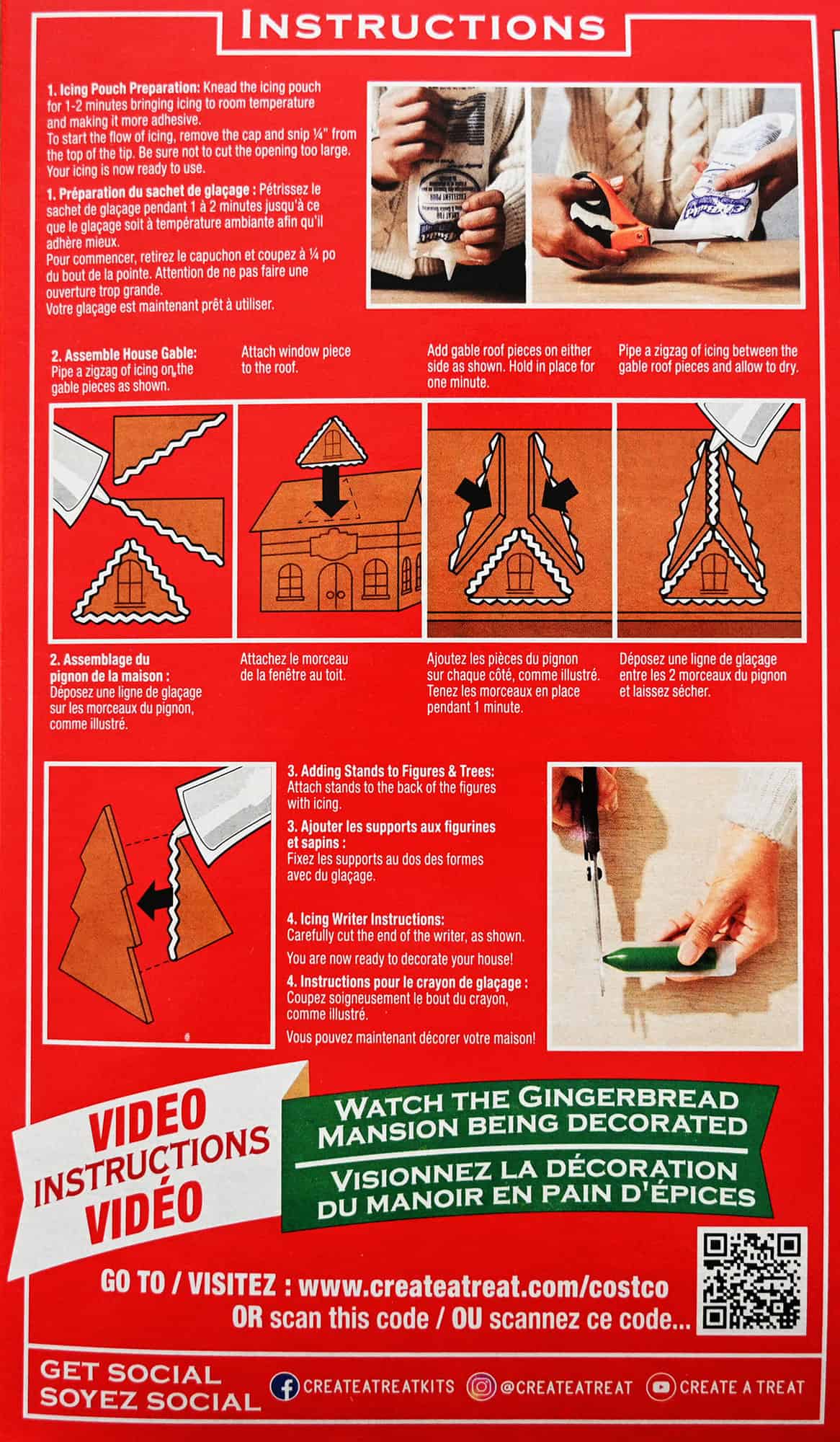 Image of the decorating instructions for the gingerbread mansion from the back of the box.