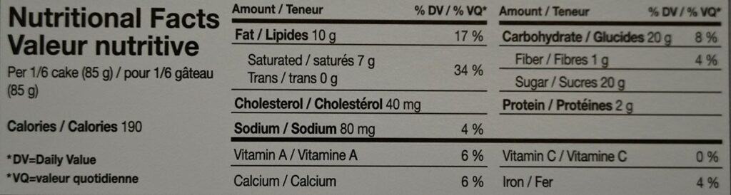 Image of the Costco The Sticky Toffee Pudding Co. Sticky Toffee Pudding nutrition facts. 