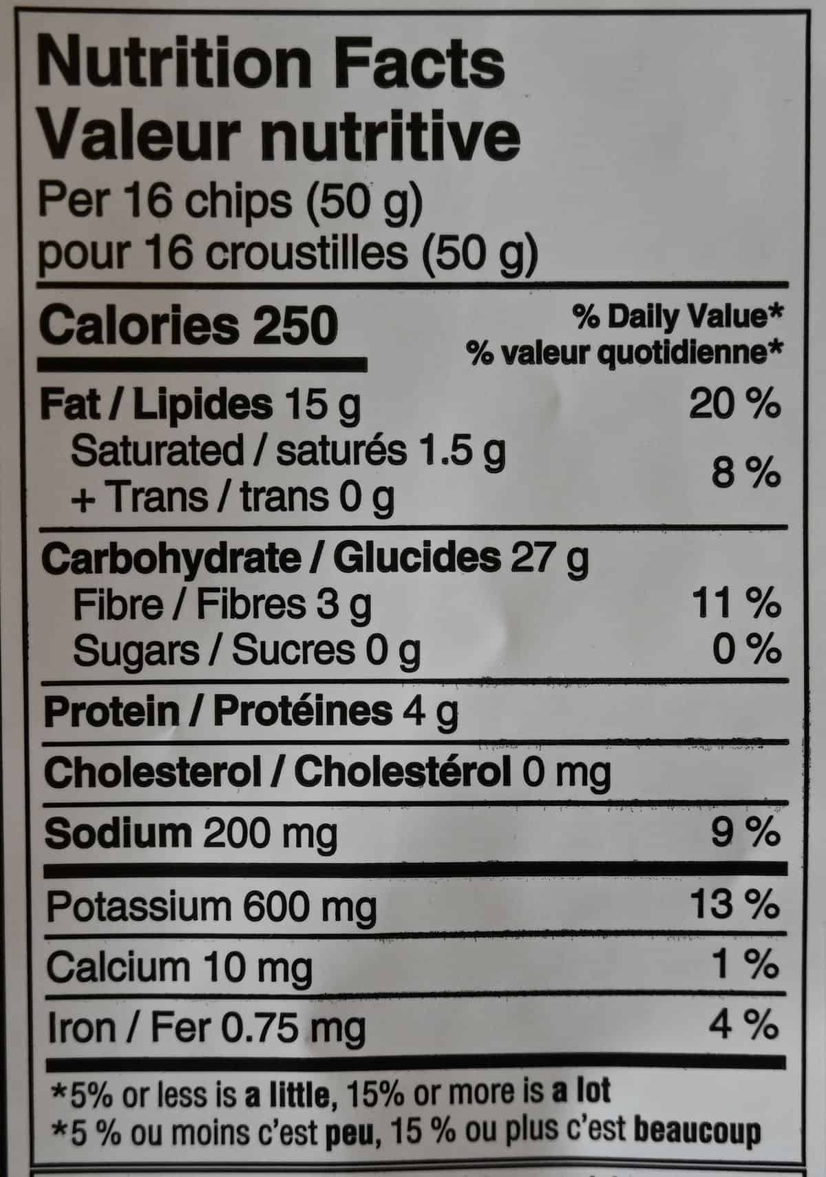 Costco Kirkland Signature Kettle Brand Potato Chips Nutrition Facts.