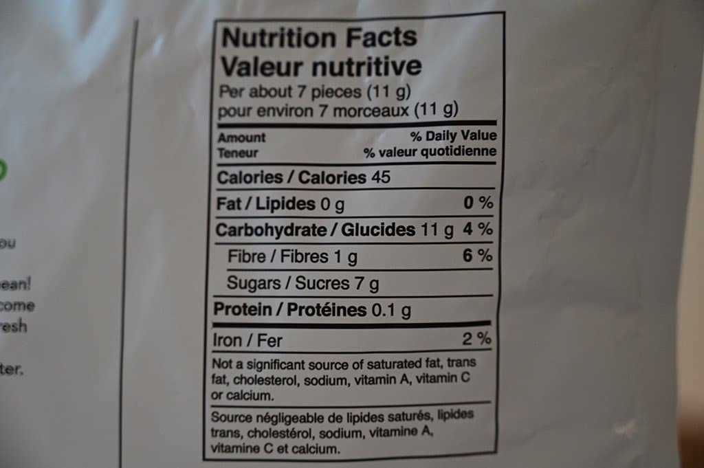 Costco Martin's Crispy Apple Chips Nutrition Facts from bag.