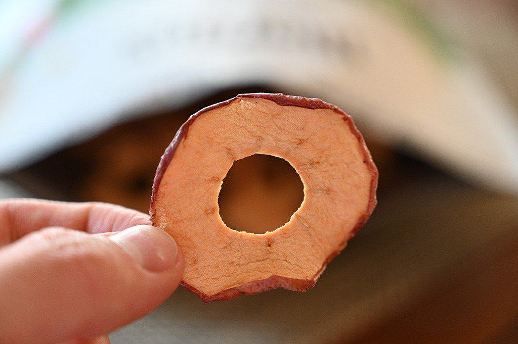 Closeup image of one Costco Martin's Crispy Apple Chip. 