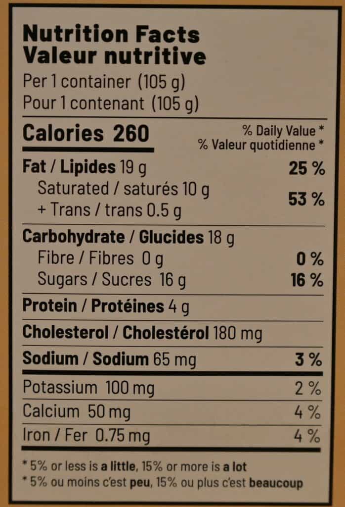 Costco Marie Morin Crème Brûlée nutrition facts. 