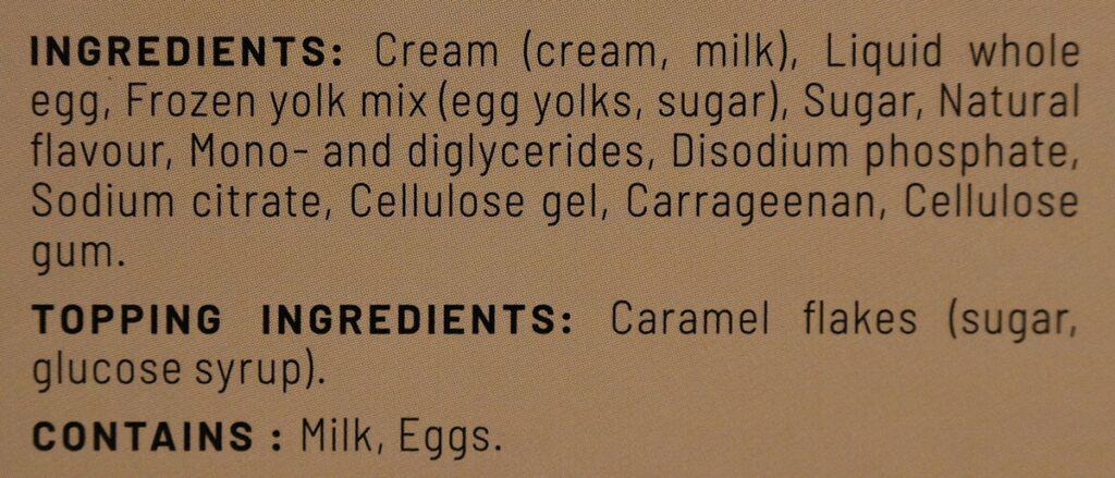 Costco Marie Morin Crème Brûlée ingredients. 