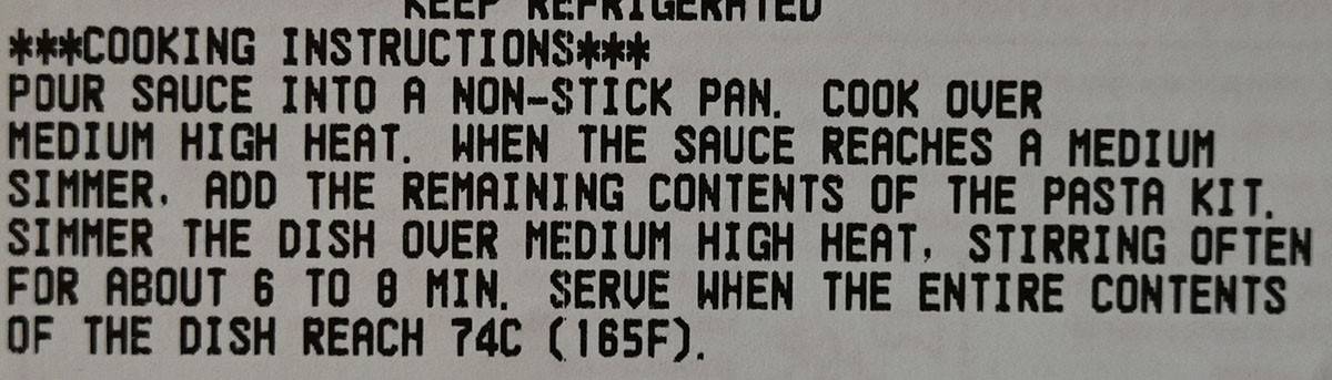 Costco chicken penne alfredo cooking instructions from tray. 