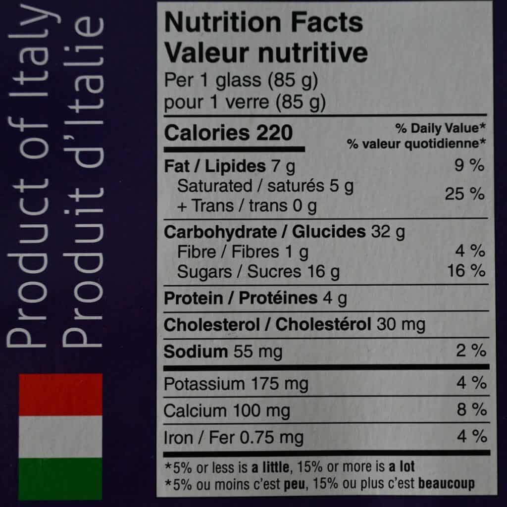 Costco Dessert Italiano Nutrition Facts 