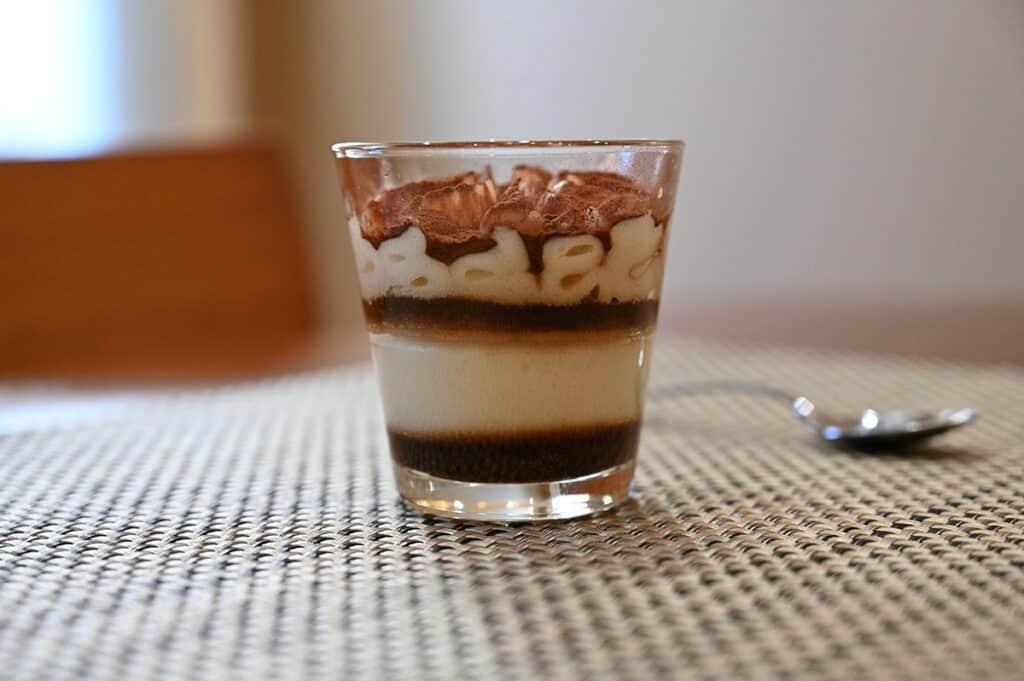 side view image of the Costco dessert italiano individual tiramisu cup 