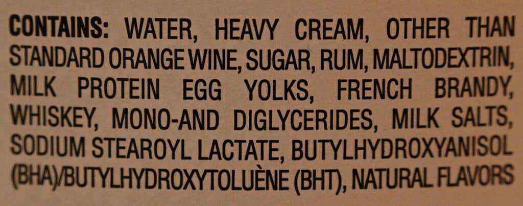 Image of the Costco Kirkland Signature Traditional Holiday Egg Nog Ingredients List