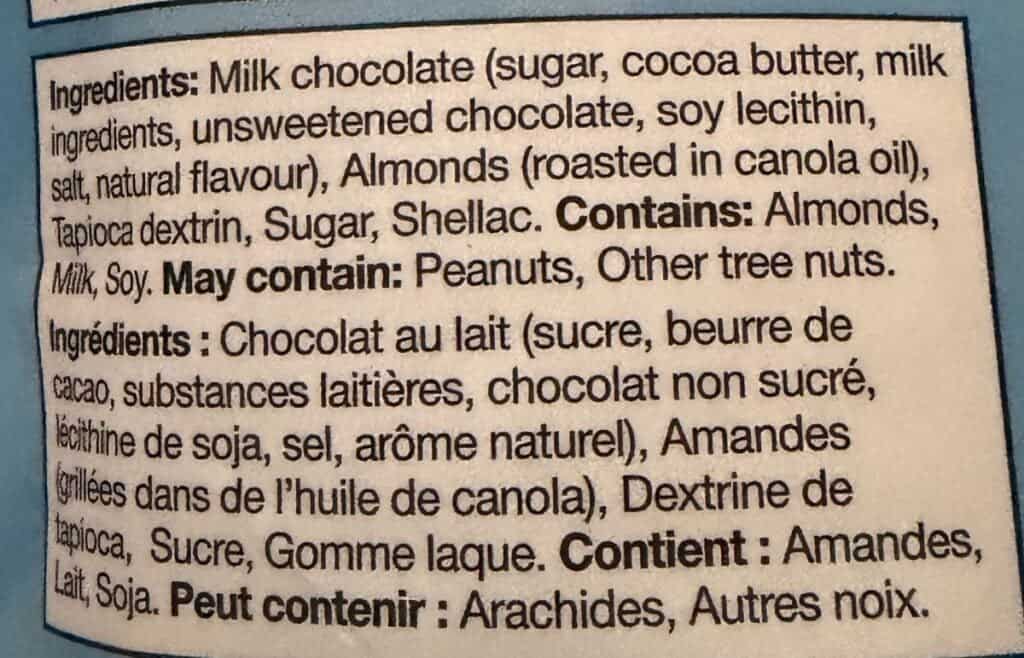 Image of the ingredients from the back of the bag.