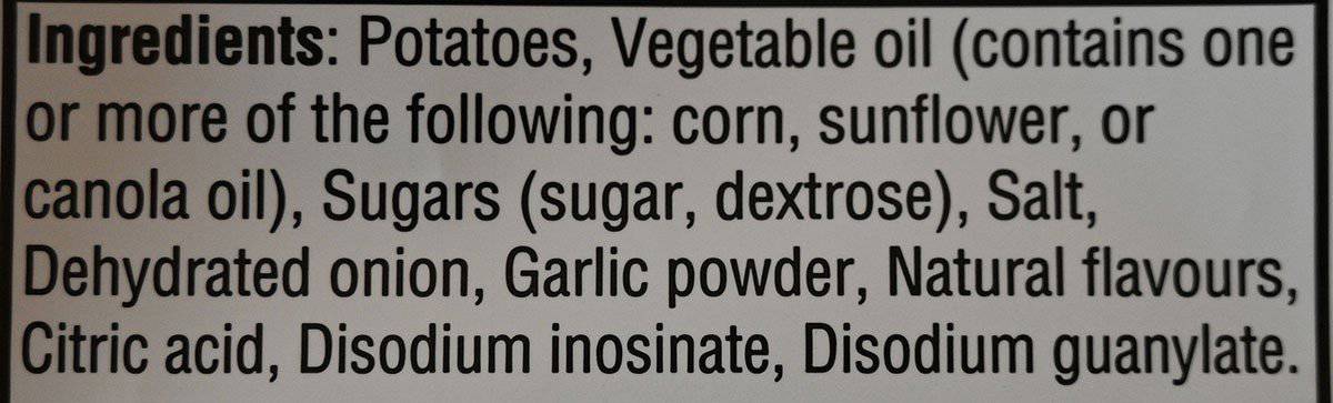 Costco Delicious Snacks Sweet Maui Onion Kettle Chips ingredients label. 
