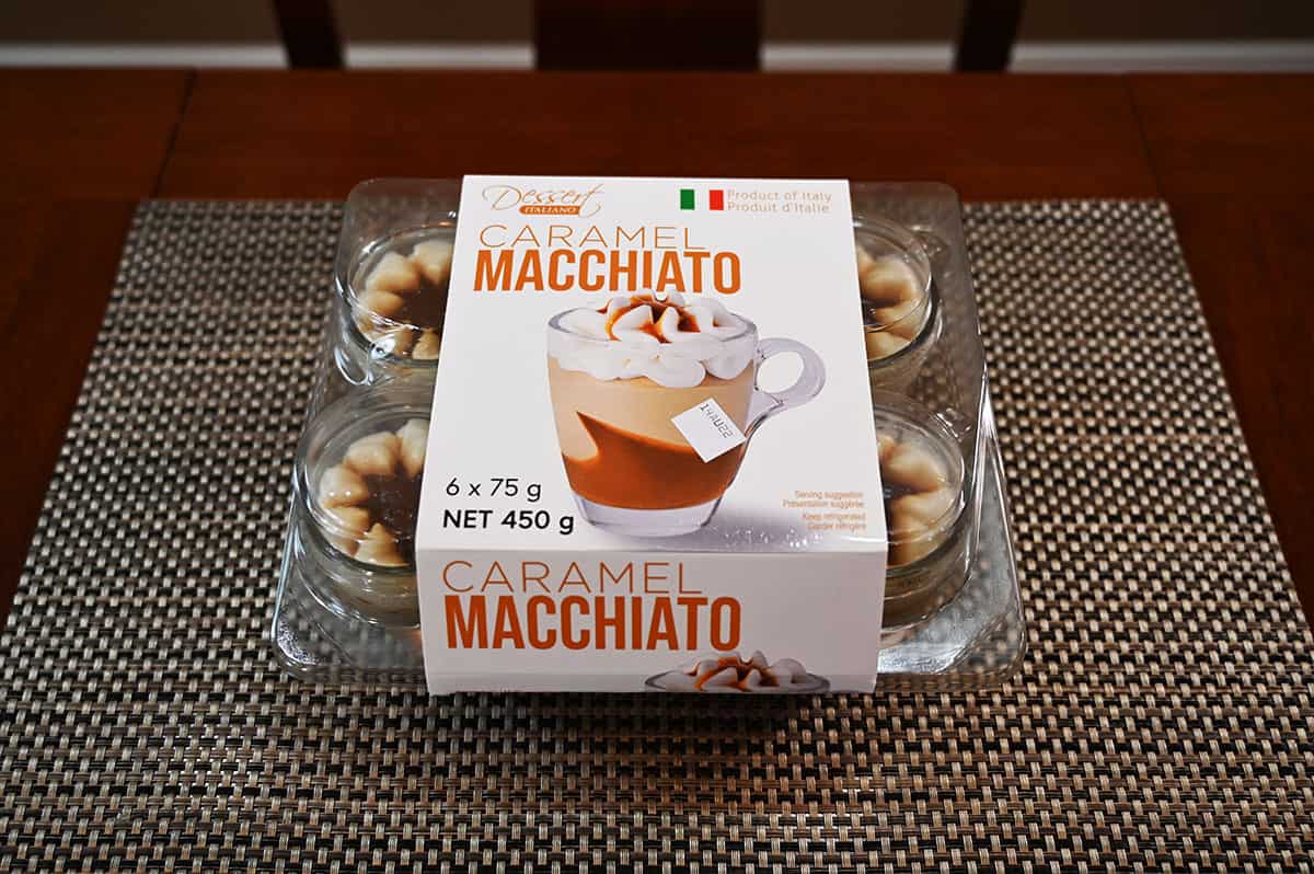 Costco Dessert Italiano Caramel Macchiato package sitting on a table.