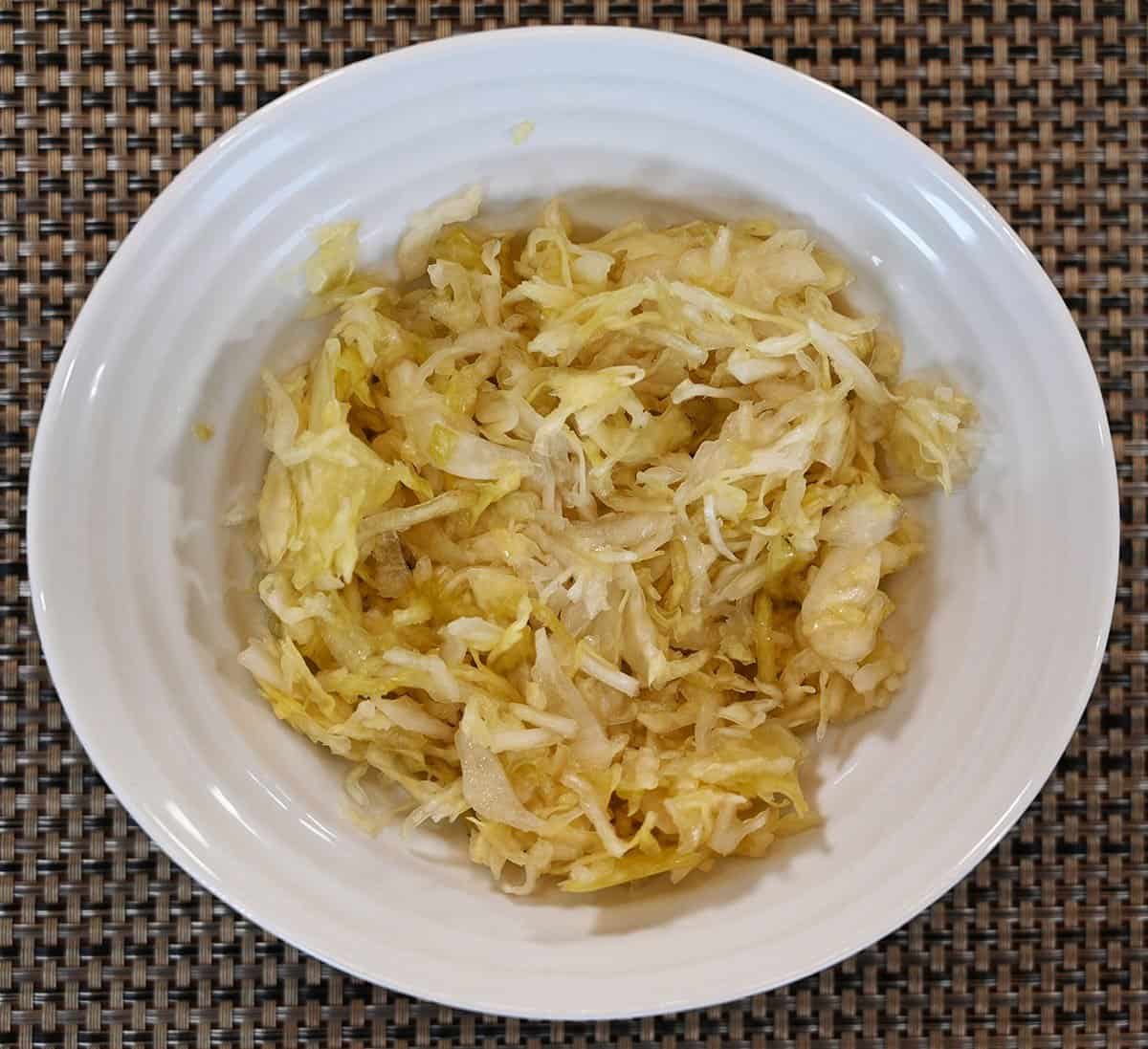 Image of the Wildbrine Sauerkraut in a white bowl. 