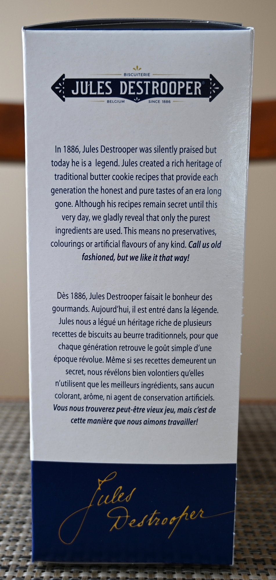 Image of the company and product description from the back of the box.