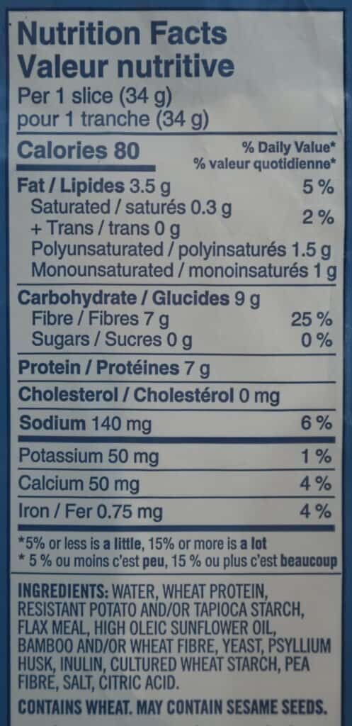 Image of Costco Carbonaut White Bread nutrition facts