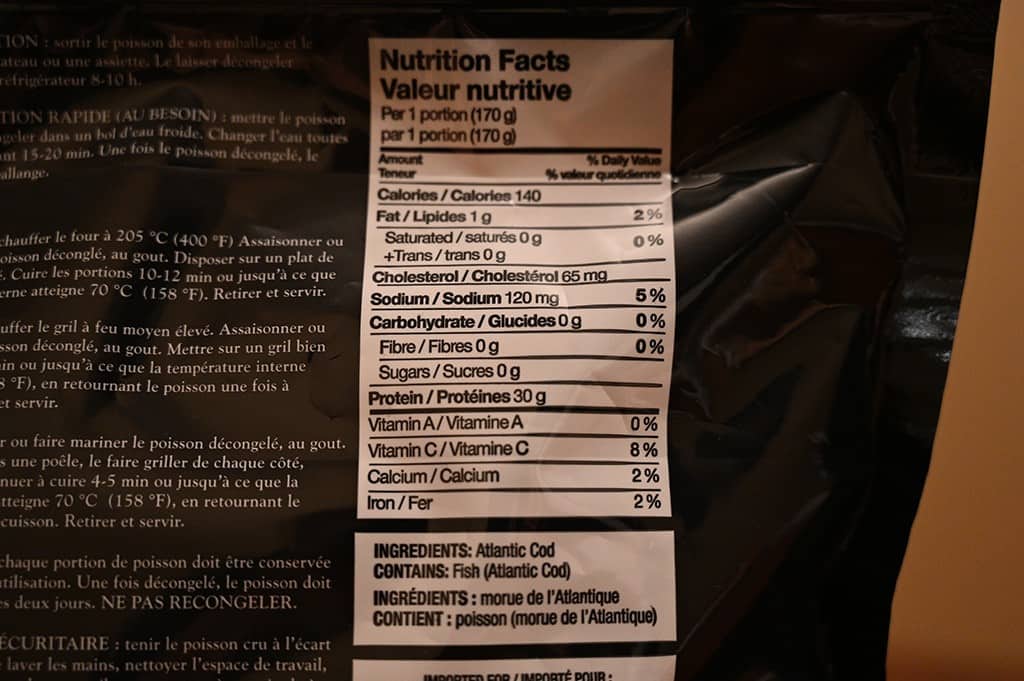 Costco Kirkland Signature Cod Nutrition Information 