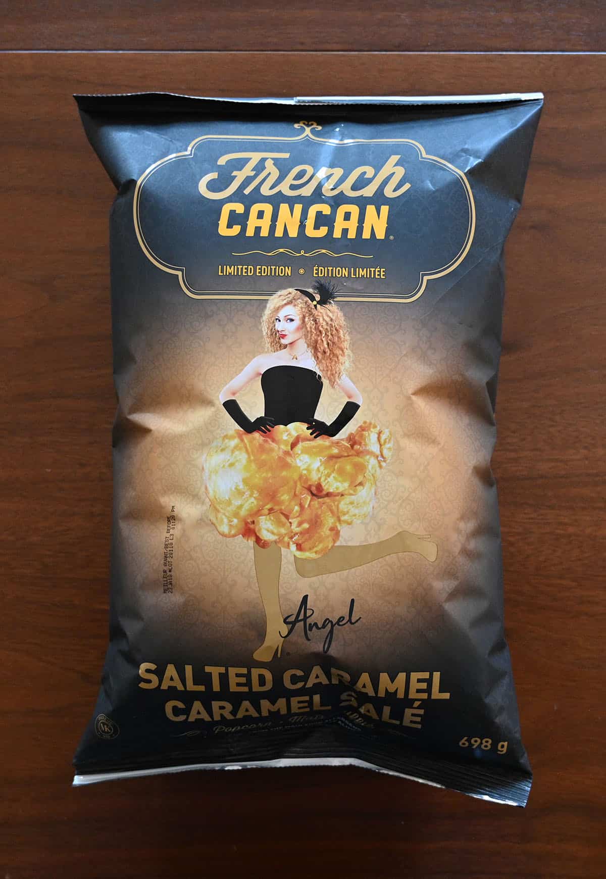 French Cancan Salted Caramel bag on a table.