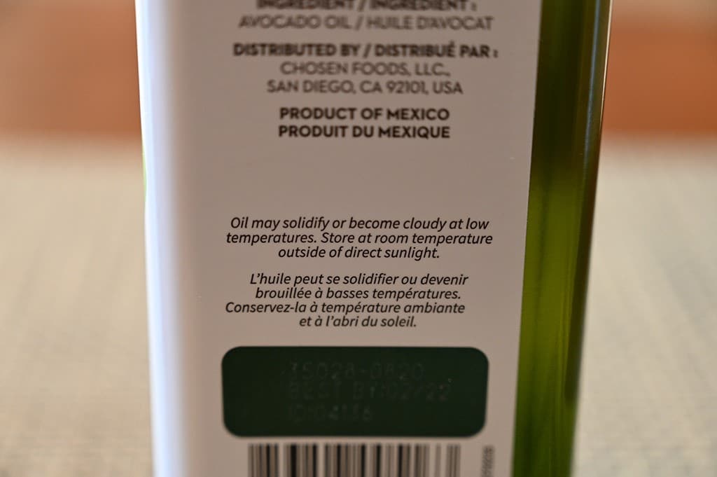 Costco Chosen Foods Avocado Oil 