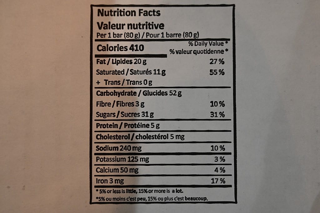 Costco Monte Cristo Oat Fudge Bars Nutrition Information