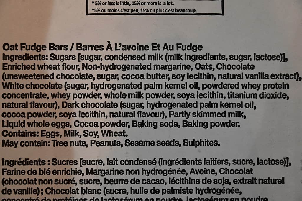 Costco Monte Cristo Oat Fudge Bars Ingredients