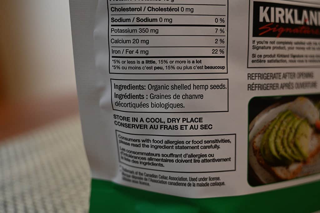 Costco HEmp Hearts ingredients