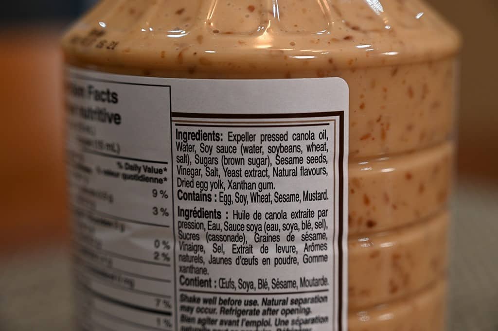 Costco Kewpie Deep Roasted Sesame Dressing & Marinade ingredients