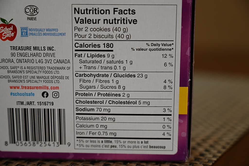 Costco School Safe Birthday Surprise Cookies Nutrition Information