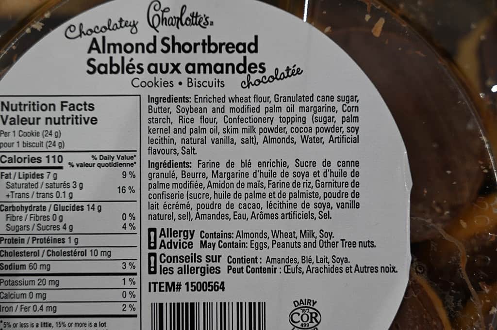 Costco Charlotte's Chocolatey Almond Shortbread Ingredients