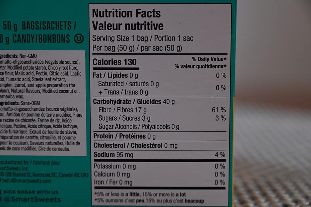 Smart Sweets Peach Rings Nutritional Information