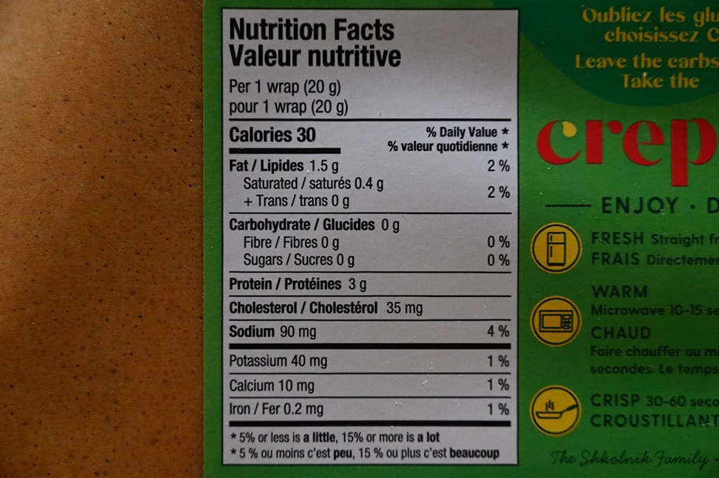 Costco Crepini Egg Wraps Nutrition Information