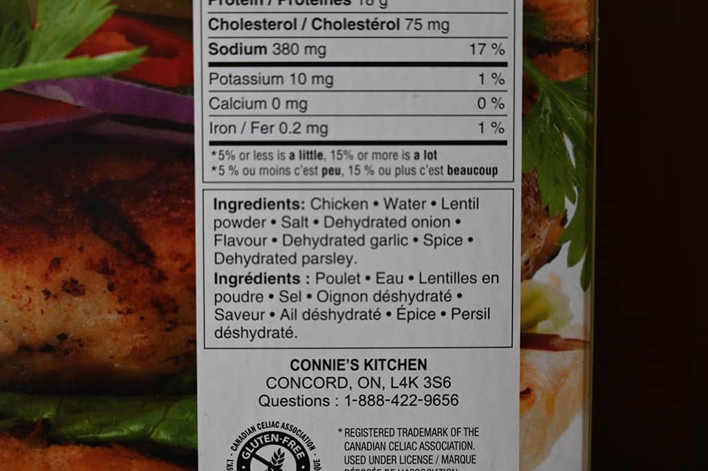 Costco Connie's Kitchen Original Chicken Burgers Ingredients