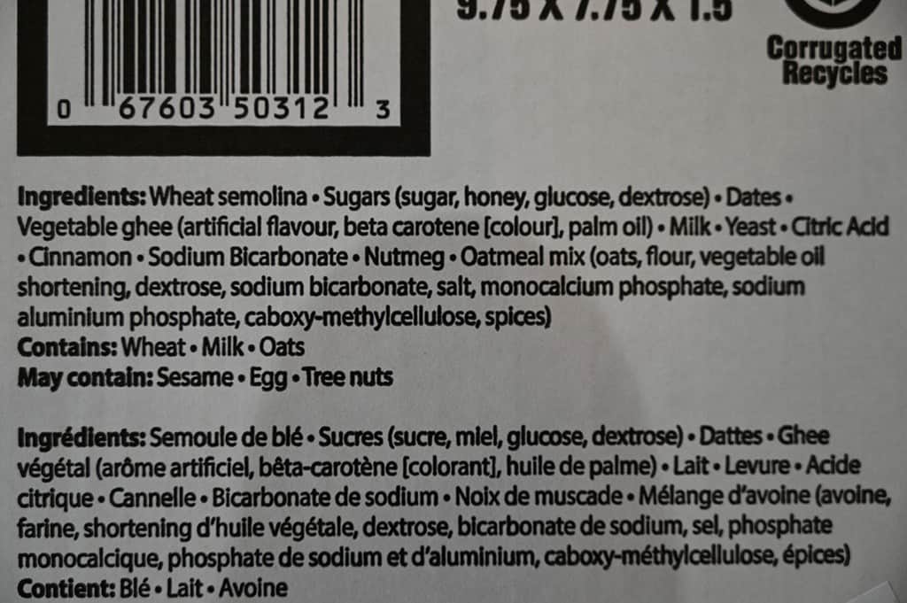 Costco Byblos Bakery Date Squares Ingredients