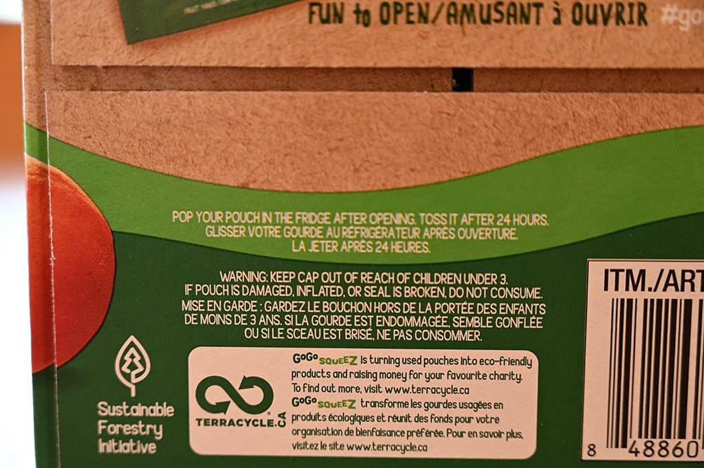 Costco GoGo Squeez Organic Apple Sauce Pouches Use Within 24 Hours