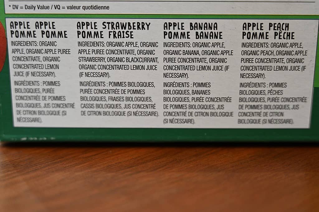 Costco GoGo Squeez Organic Apple Sauce Ingredients