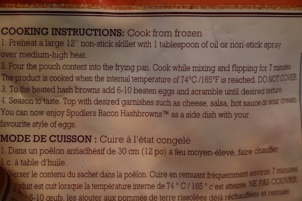 Costco Spudlers Breakfast Hash Cooking Instructions