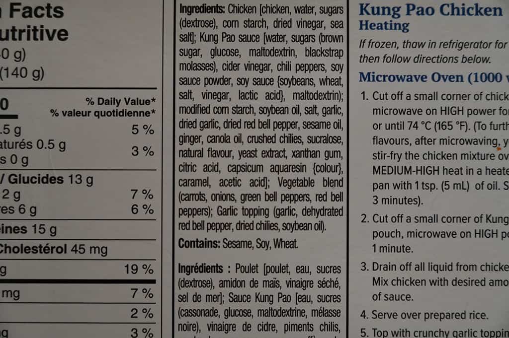 Costco EastWest Cuisine Kung Pao Chicken Ingredients