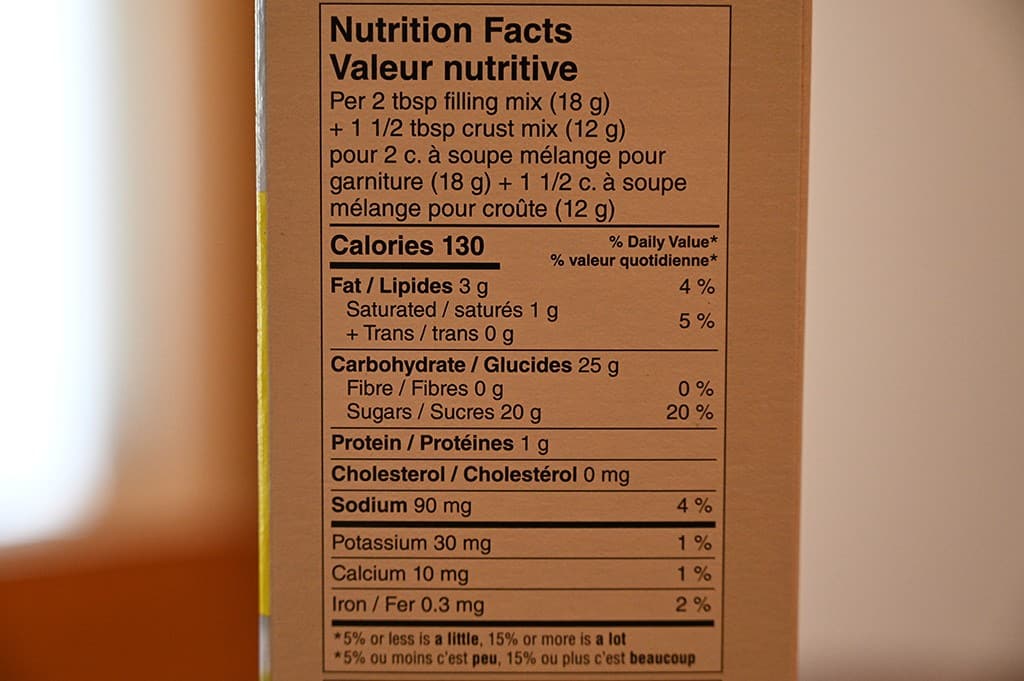 Costco Krusteaz Meyer Lemon Bar Mix Nutritional Information