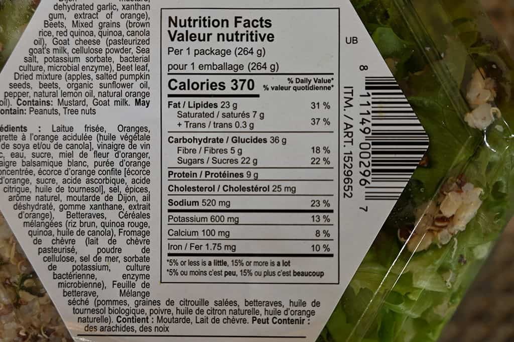 Costco Inspired Salads Unbeetable Salad Nutritional Information