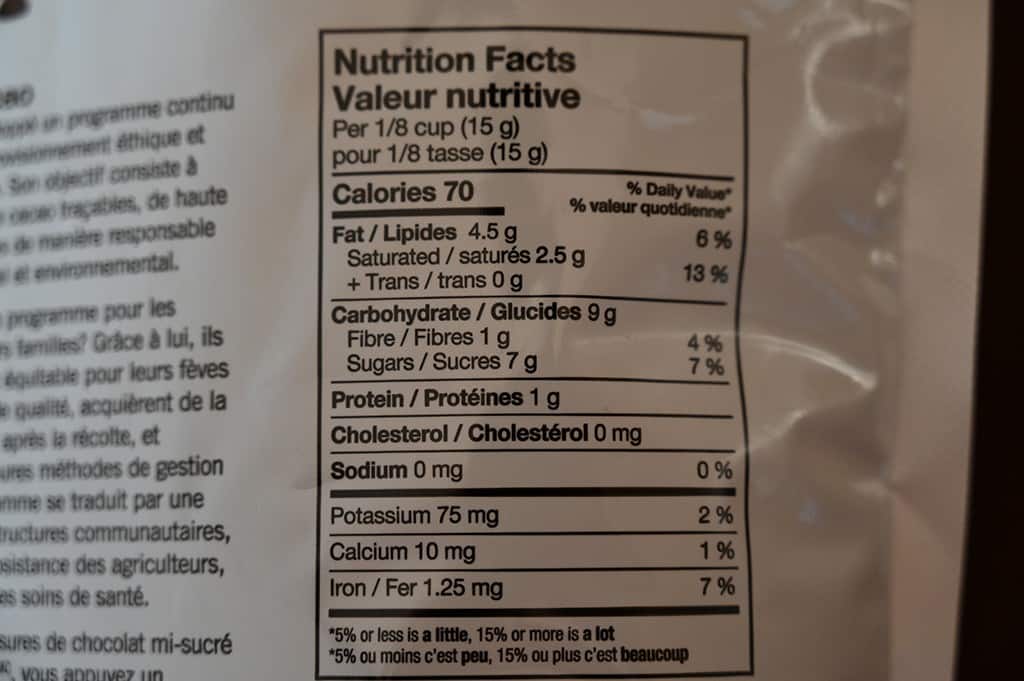 Costco Kirkland Signature Semi-Sweet Chocolate Chips Nutrition Information