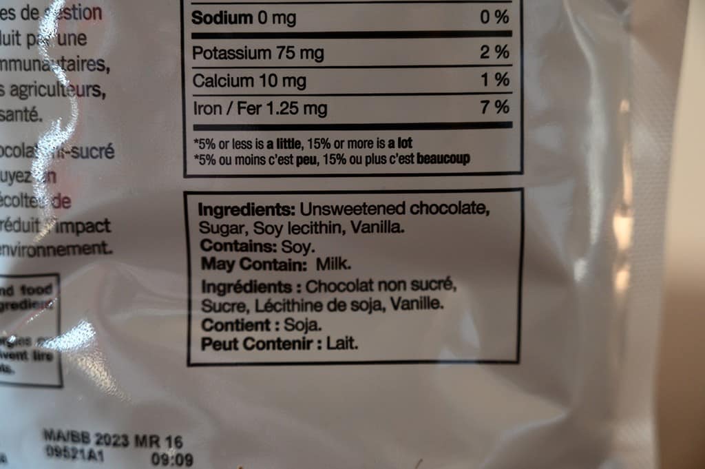 Costco Kirkland Signature Semi-Sweet Chocolate Chips Ingredients