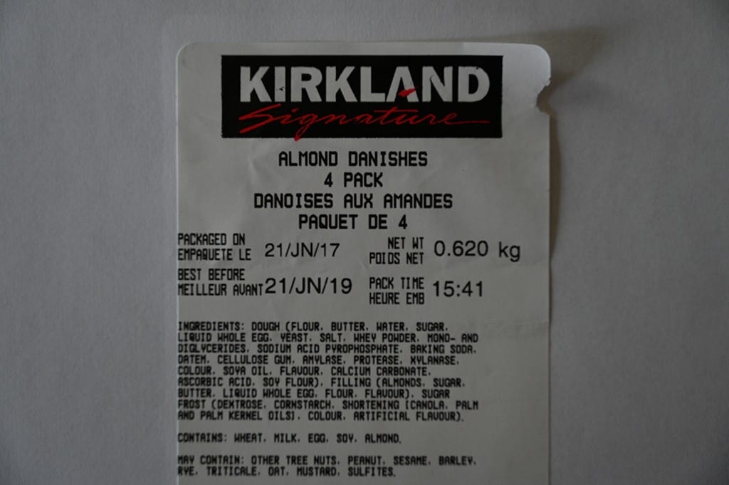 Costco Kirkland Signature Almond Danishes Ingredients