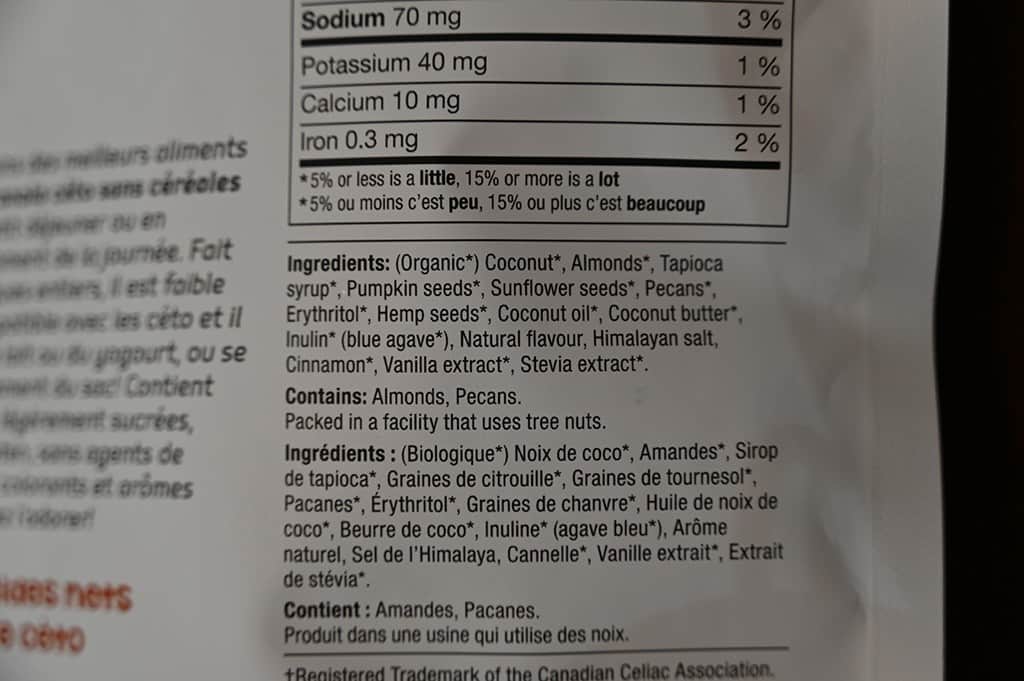 Costco innofoods Keto Granola Ingredients