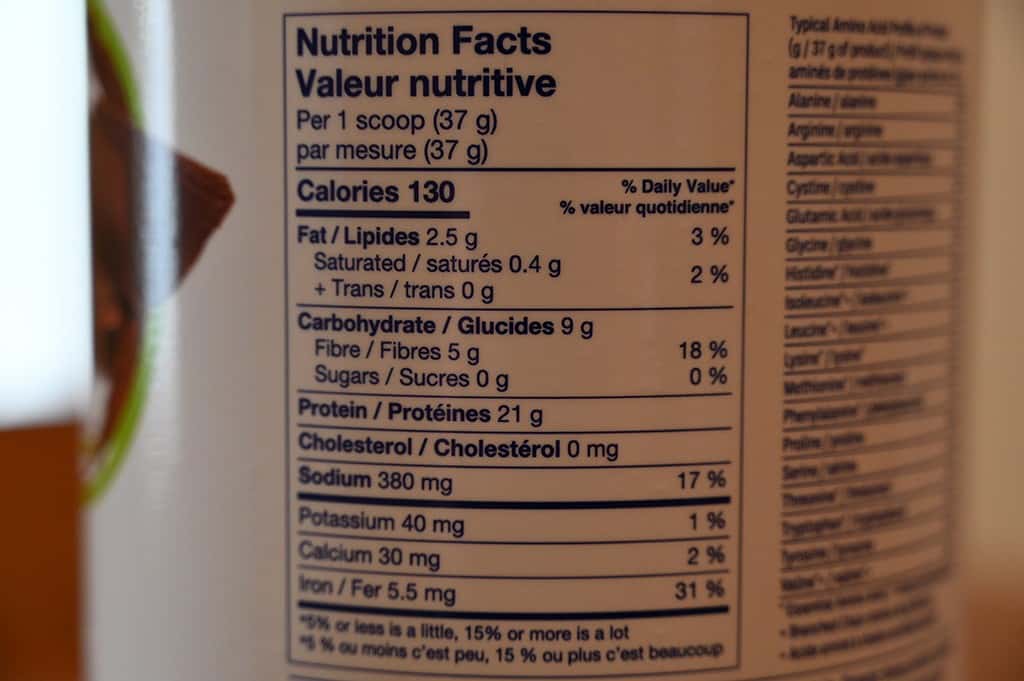 Costco Leanfit Organic Plant-Based Chocolate Protein Nutrition Information