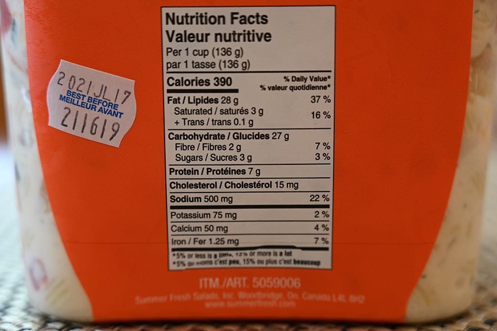 Costco Summer Fresh Macaroni Salad Nutrition Information