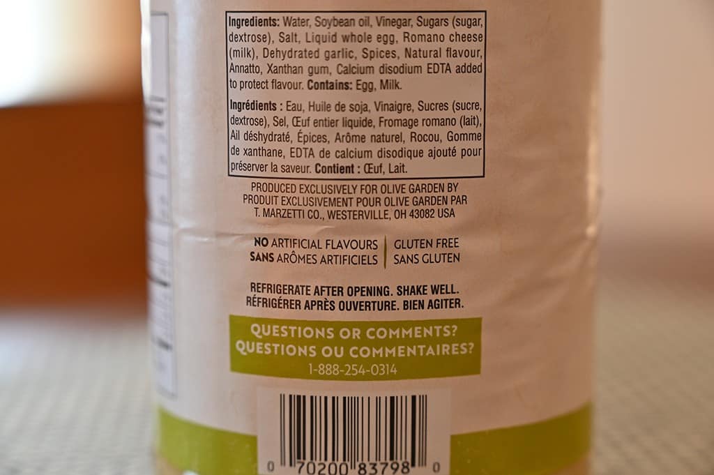 Costco Olive Garden Signature Italian Dressing Ingredients