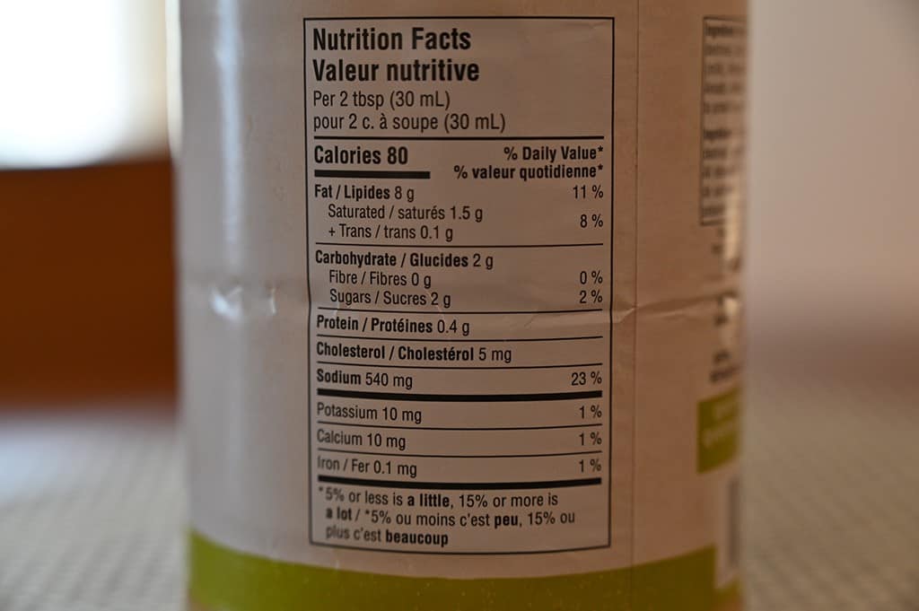 Costco Olive Garden Signature Italian Dressing Nutrition Information