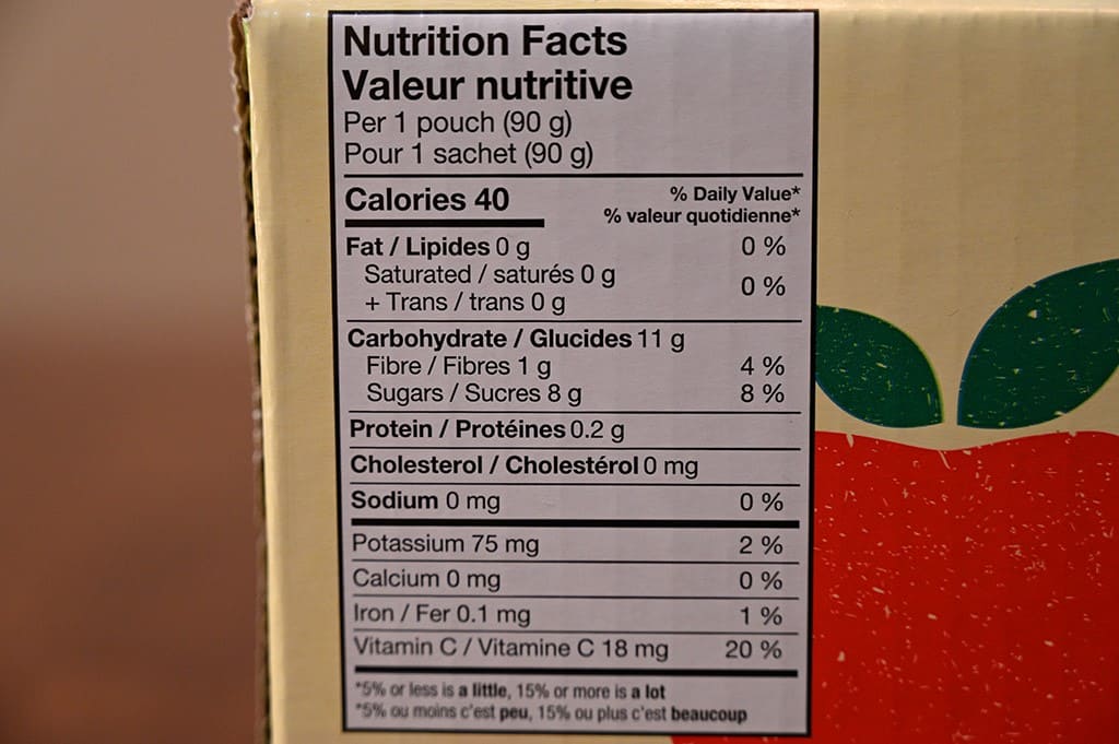 Costco Kirkland Signature Apple Snack Nutrition Information