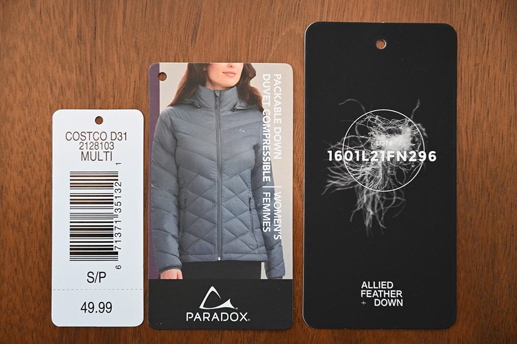 Costco Paradox Packable Down Jacket 